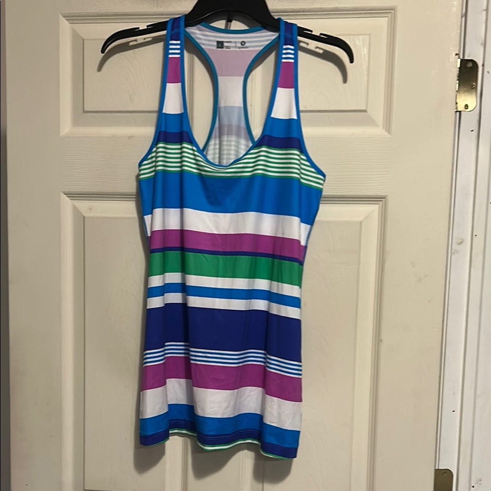 Xersion Athletic Top Size Large Stripes Multicolor Activewear